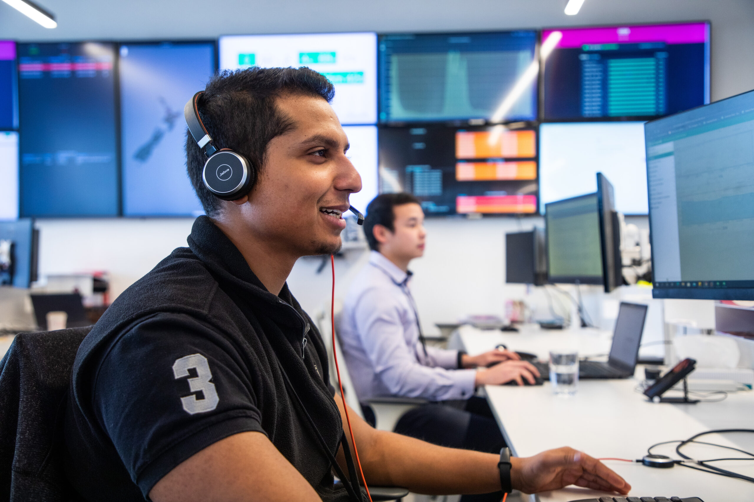 A man wearing headphones