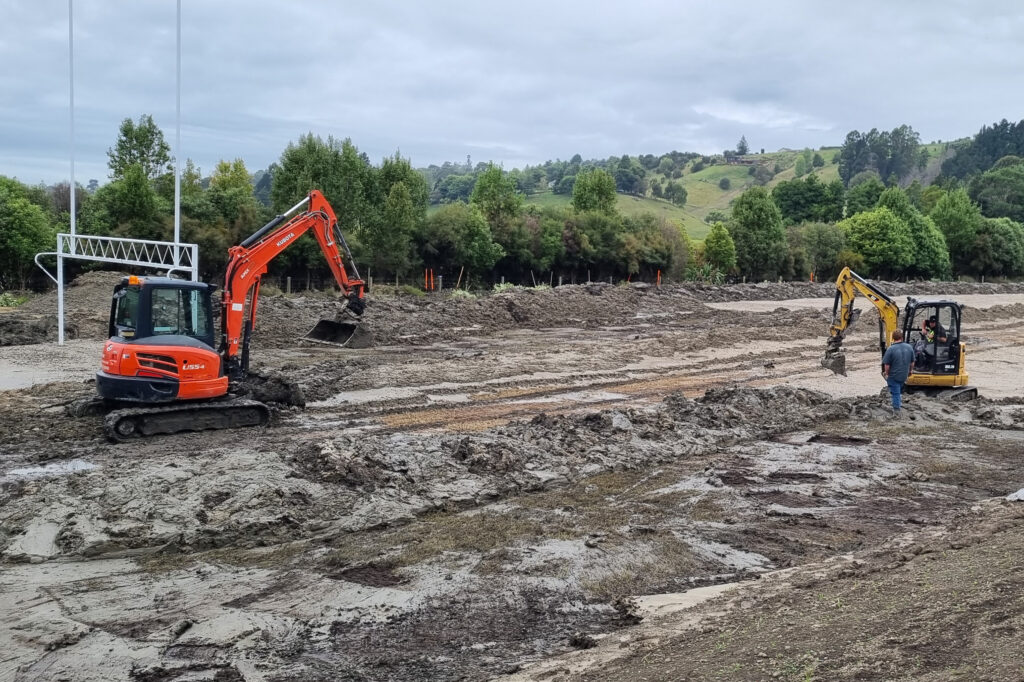 Picture of digger on Eskdale Primary School's lower field 