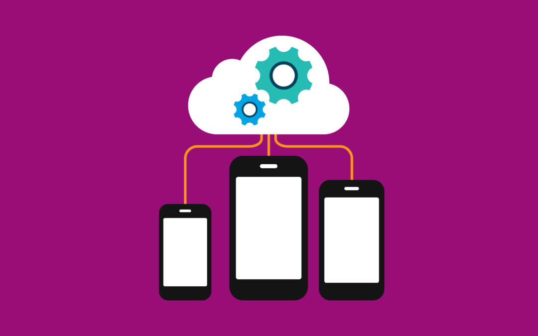 Graphic of devices with a cloud above signifying MDM